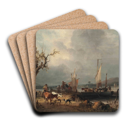 The Landing Stage by William Shayer Art Drink Coaster set