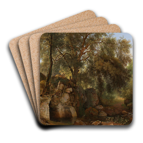 View in the Park of the Villa Chigi at Ariccia by Abraham Teerlink Art Drink Coaster set View in the Park of the Villa Chigi at Ariccia by Abraham Teerlink Art Drink Coaster set