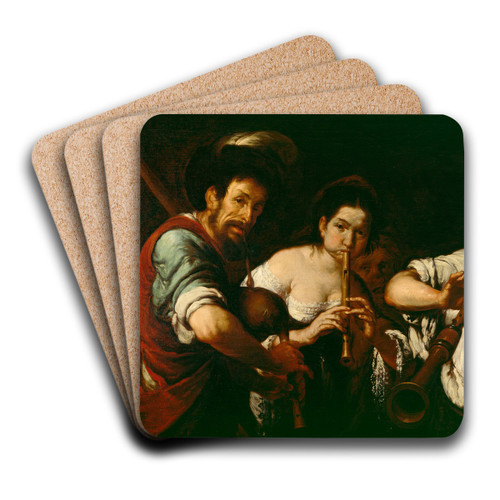 Street Musicians by Bernardo Strozzi Art Drink Coaster set