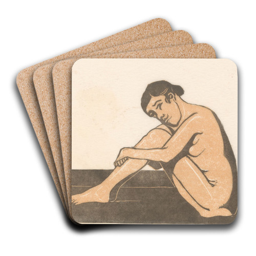Zittende naakte vrouw by Reinier Willem Petrus de Vries Art Drink Coaster set