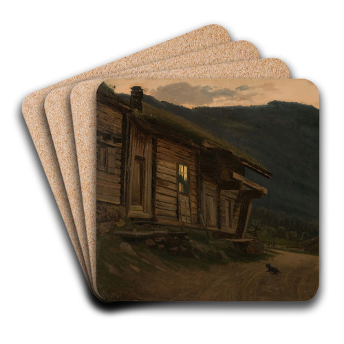 Sommernatt, Setesdal by Amaldus Nielsen Art Drink Coaster set Sommernatt, Setesdal by Amaldus Nielsen Art Drink Coaster set