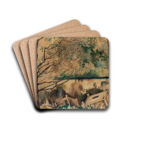 Pond in Poturzyca by Kazimierz Sichulski Drink Coasters - set of 4