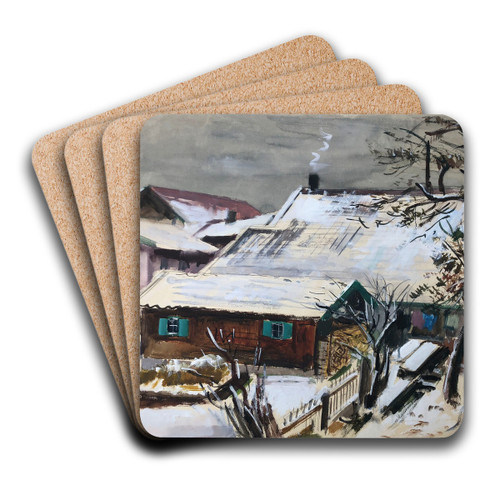 Winterlandschaft (Dorf bei Wasserburg am Inn) by Otto Geigenberger Art Drink Coaster set