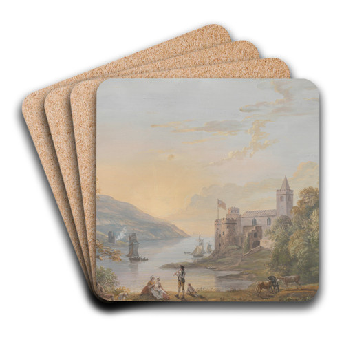 Dartmouth Castle by Paul Sandby Art Drink Coaster set