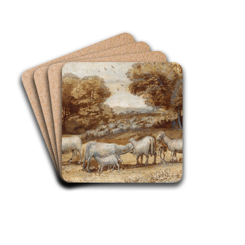 Landscape with Sheep by Claude Lorrain Drink Coasters - set of 4