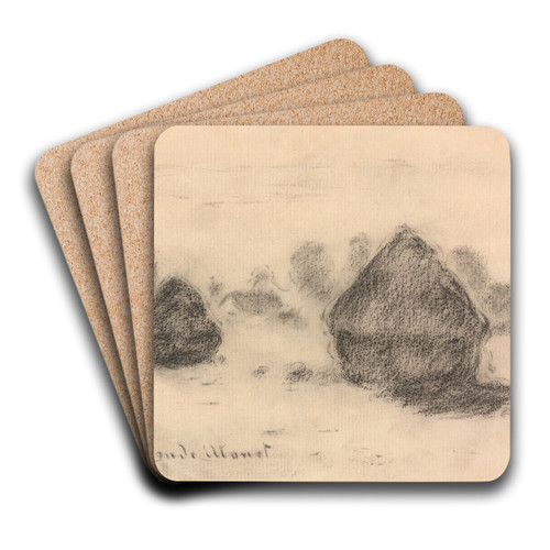 Stacks of Wheat by Claude Monet Art Drink Coaster set