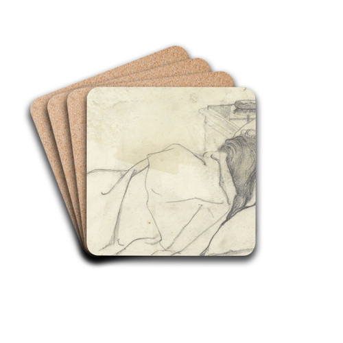 Vrouw van Richard Roland Holst in bed met afgewend gezicht by Richard Nicolas Roland Holst Drink Coasters - set of 4 Vrouw van Richard Roland Holst in bed met afgewend gezicht by Richard Nicolas Roland Holst Drink Coasters - set of 4