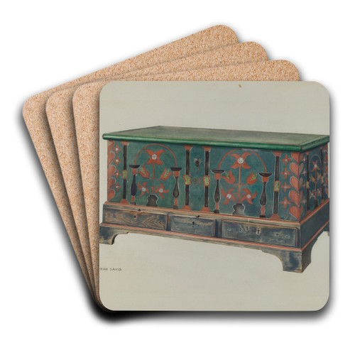 Pa. German Chest by Betty Jean Davis Art Drink Coaster set