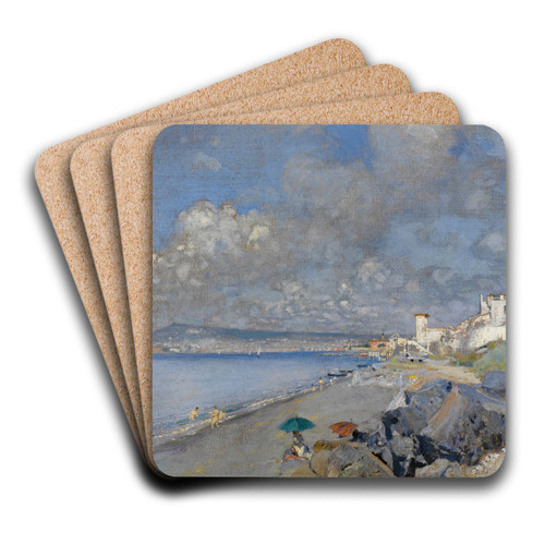 Spiaggia Di San Giovanni A Teduccio by Alceste Campriani Art Drink Coaster set