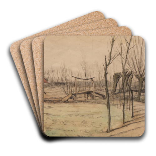 Landscape at Loosduinen by Piet Mondrian Art Drink Coaster set Landscape at Loosduinen by Piet Mondrian Art Drink Coaster set