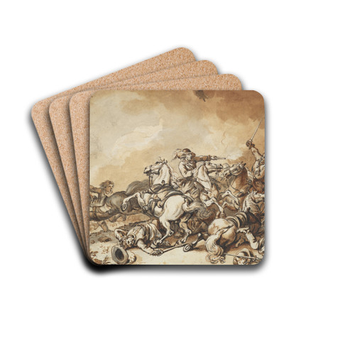 A Battle Scene by Ferdinand Kobell Drink Coasters - set of 4