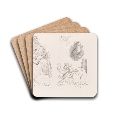 Les caricatures de Puvis de Chavannes Pl.28 by Pierre Puvis de Chavannes Drink Coasters - set of 4