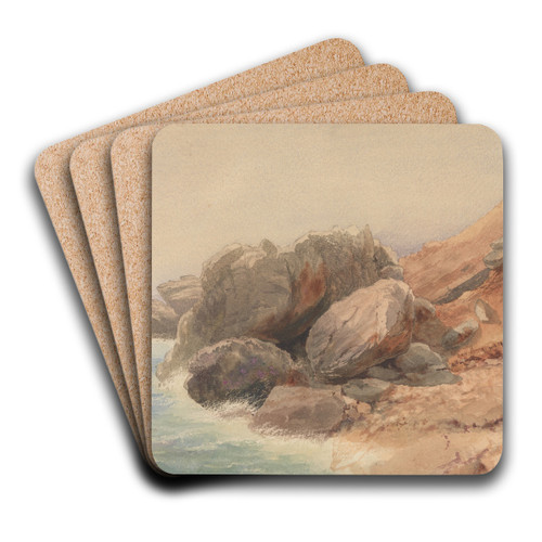 Study of Rocks by John Brett Art Drink Coaster set Study of Rocks by John Brett Art Drink Coaster set