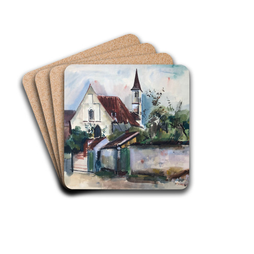 Kirche bei Landsberg am Lech by Otto Geigenberger Drink Coasters - set of 4