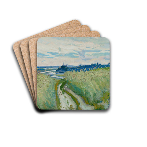 Landscape with a road by Stanisaw Kamocki Drink Coasters - set of 4