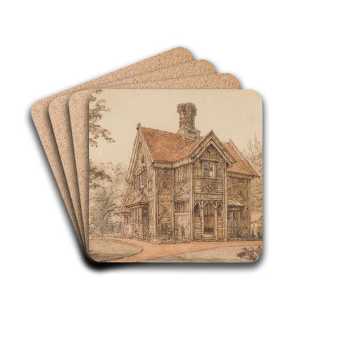 A Lodge at Cassiobury by William Henry Hunt Drink Coasters - set of 4