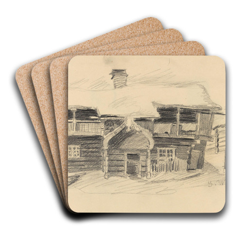 Farmhouse by Gustav Wentzel Art Drink Coaster set
