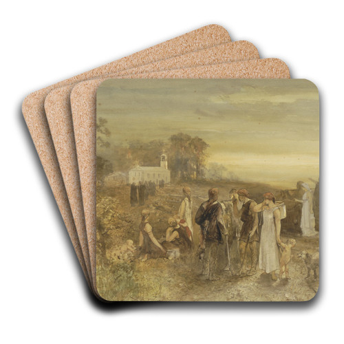 Monniken begeven zich naar een kerk, gadegeslagen door een groep Germanen by Charles Rochussen Art Drink Coaster set