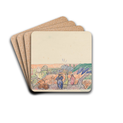 Cave of the Golden Calf; Study for Mural, Gentleman in Foreground by Spencer Frederick Gore Drink Coasters - set of 4