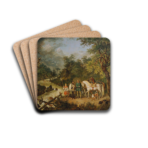 Rudolf von Habsburg und der Priester by Johann Nepomuk Hchle Drink Coasters - set of 4 Rudolf von Habsburg und der Priester by Johann Nepomuk Hchle Drink Coasters - set of 4