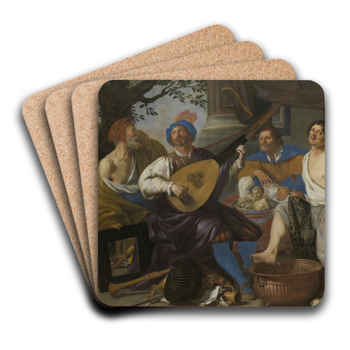 Allegory of the five senses by Theodoor Rombouts Art Drink Coaster set