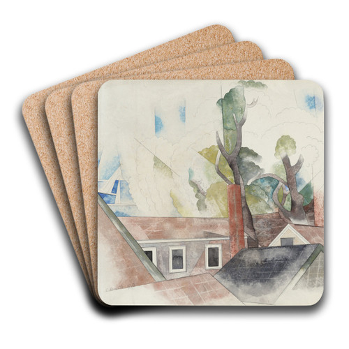 Rooftops and Trees by Charles Demuth Art Drink Coaster set