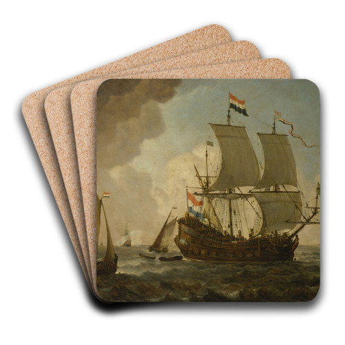 Ships on the sea by Lieve Pietersz. Verschuier Art Drink Coaster set