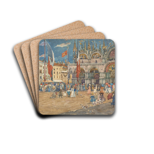 Piazza San Marco by Maurice Prendergast Drink Coasters - set of 4