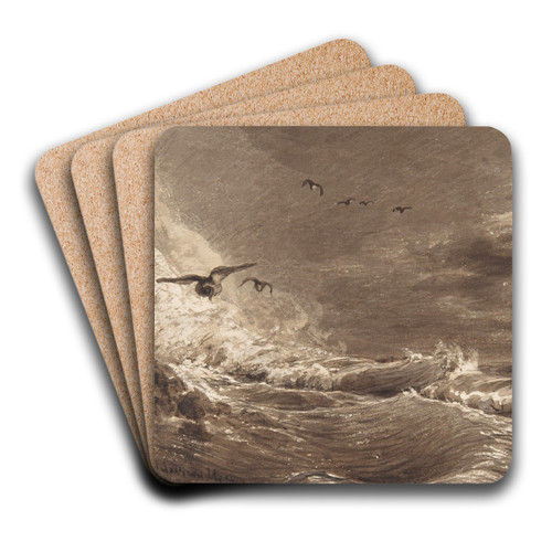 Stormy Sea by Eduard Hildebrandt Art Drink Coaster set Stormy Sea by Eduard Hildebrandt Art Drink Coaster set