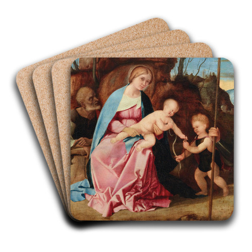 The Holy Family with the Infant Saint John the Baptist and Saint George by Marco Basaiti Art Drink Coaster set