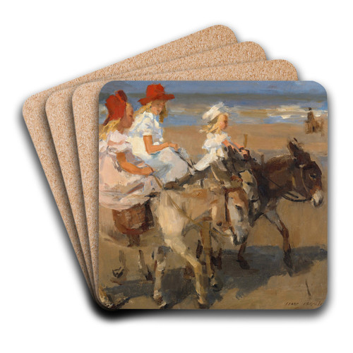 Donkey Rides on the Beach by Isaac Israls Art Drink Coaster set