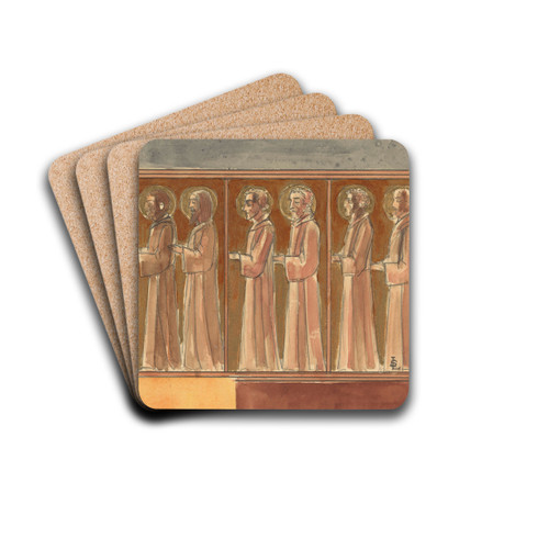 Zes staande biddende heiligen by Lodewijk Schelfhout Drink Coasters - set of 4 Zes staande biddende heiligen by Lodewijk Schelfhout Drink Coasters - set of 4