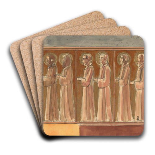 Zes staande biddende heiligen by Lodewijk Schelfhout Art Drink Coaster set Zes staande biddende heiligen by Lodewijk Schelfhout Art Drink Coaster set