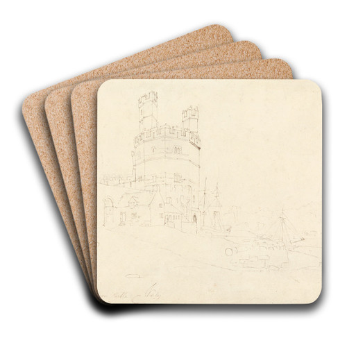 Carnarvon Castle by Cornelius Varley Art Drink Coaster set