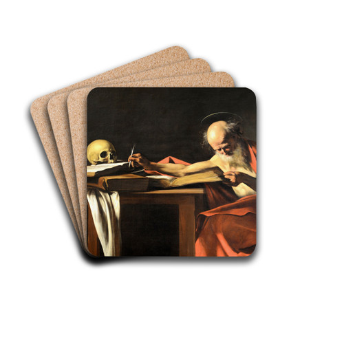 Saint Jerome Writing by Caravaggio Drink Coasters - set of 4