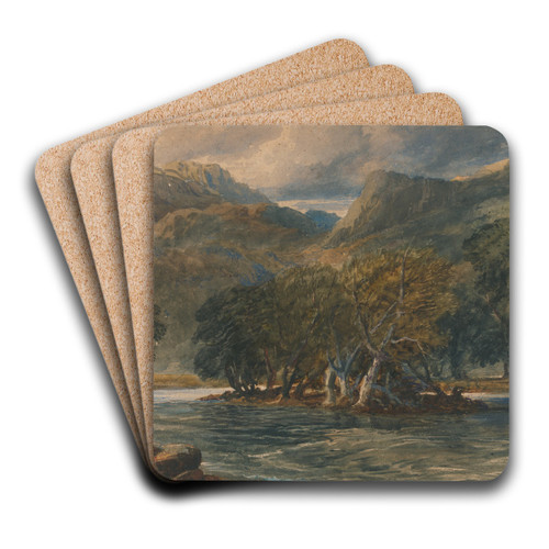 On the Conway River, North Wales by David Cox Art Drink Coaster set