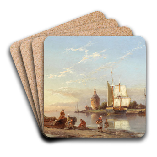 Hoorn on the Zuiderzee, Holland by Pieter Cornelis Dommersen Art Drink Coaster set Hoorn on the Zuiderzee, Holland by Pieter Cornelis Dommersen Art Drink Coaster set