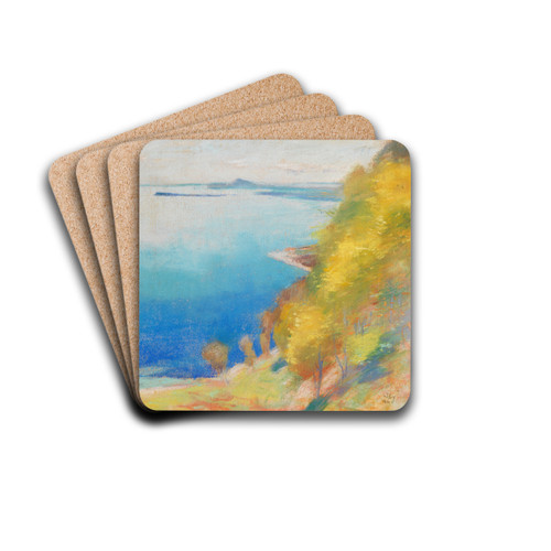 Gardasee (Gardone) by Lesser Ury Drink Coasters - set of 4 Gardasee (Gardone) by Lesser Ury Drink Coasters - set of 4