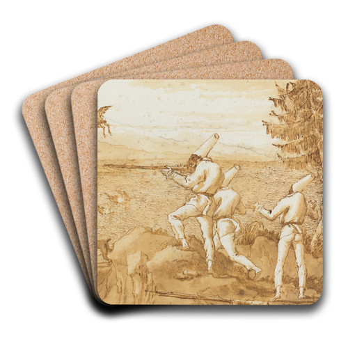 Punchinellos Hunting Waterfowl by Giovanni Domenico Tiepolo Art Drink Coaster set