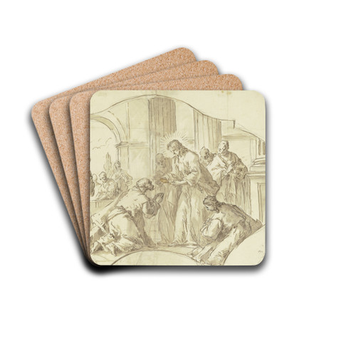 Christus reicht den Aposteln das Abendmahl by Gaspare Diziani Drink Coasters - set of 4 Christus reicht den Aposteln das Abendmahl by Gaspare Diziani Drink Coasters - set of 4