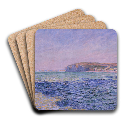 Shadows on the Sea. The Cliffs at Pourville by Claude Monet Art Drink Coaster set