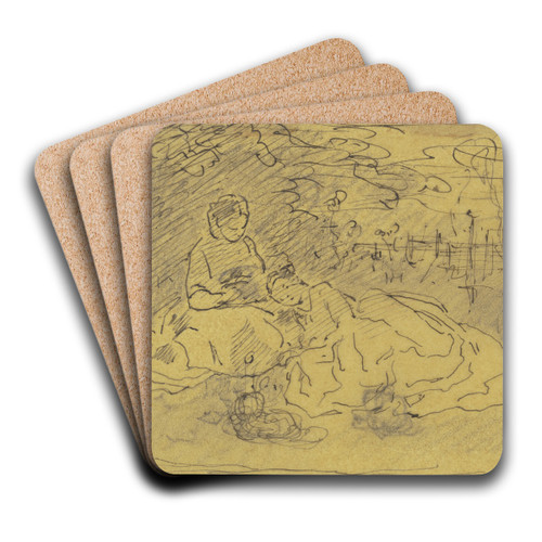 Zwei Frauen im Freien lagernd by Philipp Rumpf Art Drink Coaster set