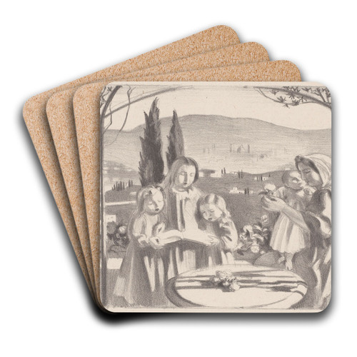 Italiaans landschap met moeder en kind en drie zingende meisjes by Maurice Denis Art Drink Coaster set