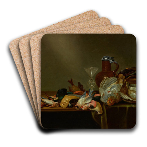 Still Life with Game Birds by Cornelis Mahu Art Drink Coaster set