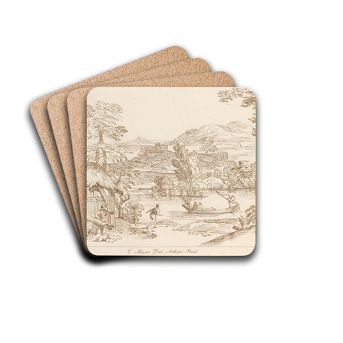 Pastoral scene with huts by George Knapton Drink Coasters - set of 4