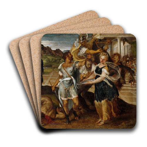 The Execution Of St John The Baptist by Lambert Sustris Art Drink Coaster set The Execution Of St John The Baptist by Lambert Sustris Art Drink Coaster set