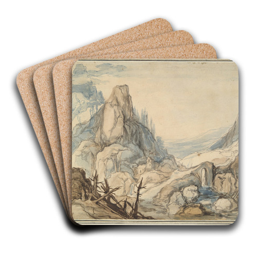 MountainousLandscape by School of Jan Brueghel the Elder Art Drink Coaster set