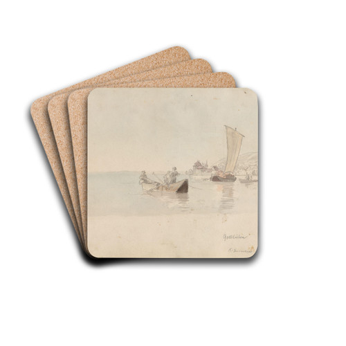Rhinen ved Gottlieben by Hans Gude Drink Coasters - set of 4
