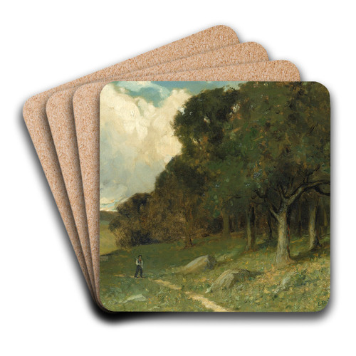 Untitled (man on path with trees in background) by Edward Mitchell Bannister Art Drink Coaster set