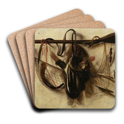 Still life with falconry instruments by Christoffel Pierson Art Drink Coaster set Still life with falconry instruments by Christoffel Pierson Art Drink Coaster set